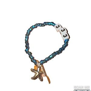 Blue Beaded Bracelet with Starfish Charm